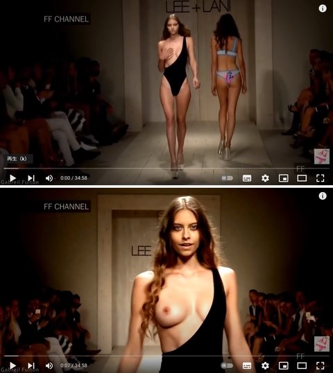 Topless Fashion Show - Assorted Transparent Suits - Nude Fashion show