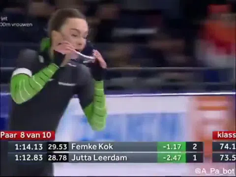 スピードスケート美女ユッタ・リールダム グレーの下着が見えたハプニング瞬間