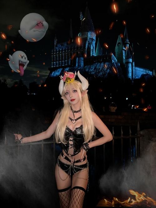 USJハロウィン2023 クッパ姫の過激なボンテージコスプレ