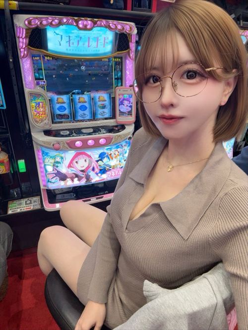 ほしまみ パチンコホール ギャルライター 爆乳自撮り 2021年4月デビュー Twitterエロ画像