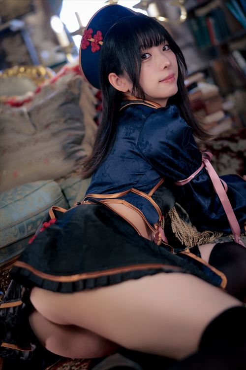 misaco コスプレイヤー ブルーアーカイブ ルミ役 チャイナドレス ド貧乳 エロ