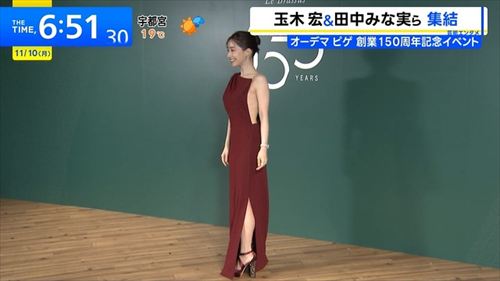 田中みな実 セレブレーション 谷間エロ ノーブラドレス