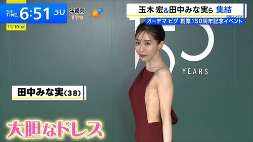 田中みな実 イベントドレス Eカップ谷間 ノーブラエロ