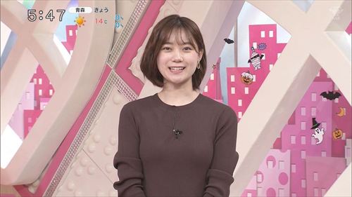 小髙茉緒エロアナウンサーニット巨乳ポッチおっぱい